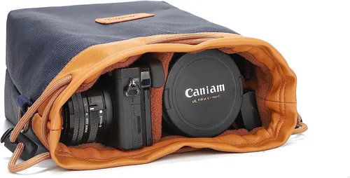 Vista 6 de Bolsa compacta para cámara, ligera, sin espejo, con correa ajustable, resistente al agua, se adapta a cámara y lente, ideal para viajes