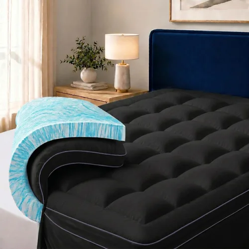 Vista 10 de ABENE Cubrecolchón de espuma viscoelástica de 3 pulgadas, doble capa, tamaño individual XL, para dormitorio universitario, con almohadilla de 2