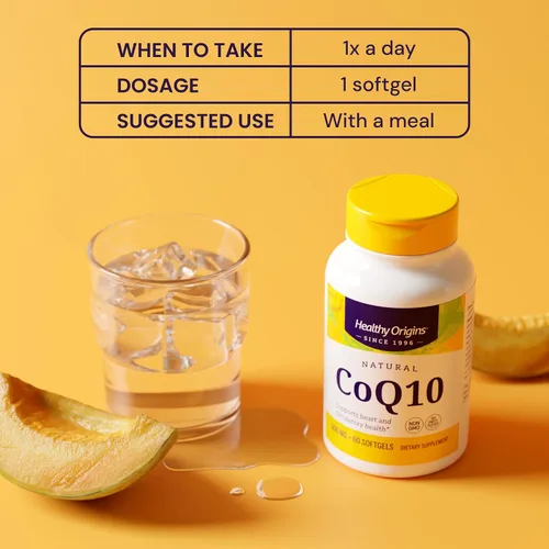 Vista 5 de Healthy Origins® CoQ10 600 mg - Ubiquinona trans-isómera natural - Fermentado con levadura, apoya la salud del corazón y la energía celular - 30