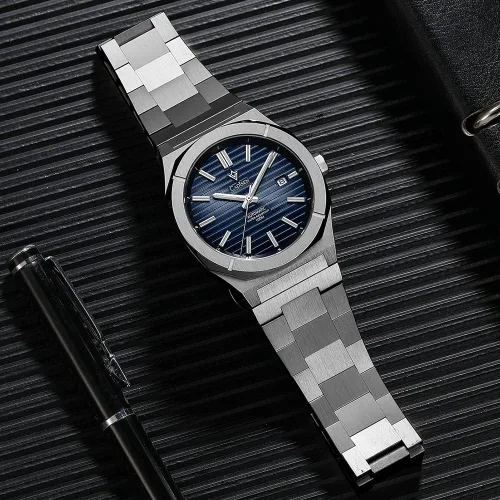 Vista 6 de CADISEN Los hombres del diseño relojes mecánicos automáticos 100M impermeable marca reloj de pulsera de lujo