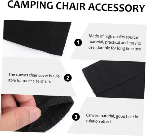 Vista 2 de BESPORTBLE 1 juego de funda de repuesto de lona, color negro, casual, para silla de director, asiento y respaldo de lona con palo de madera
