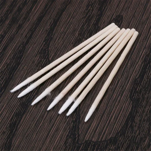 Vista 4 de 100 Uds hisopos de algodón puntiagudos mango de madera maquillaje salud médica oído joyería limpia palos brotes consejos