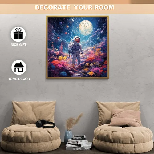 Vista 2 de Rompecabezas de madera para adultos, rompecabezas de astronauta, formas de rompecabezas de universo y caja de rompecabezas de madera, regalo