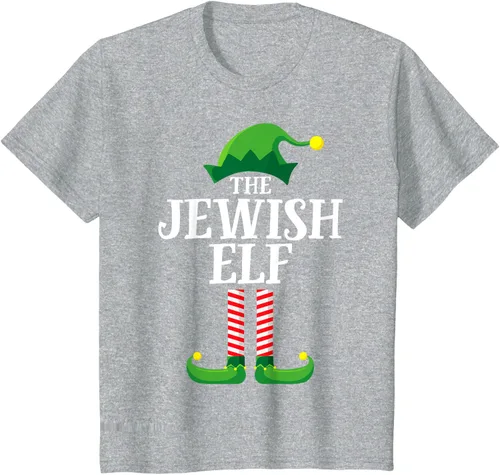 Vista 29 de Playera de pijama para fiesta de Navidad, grupo familiar a juego con elfo judío