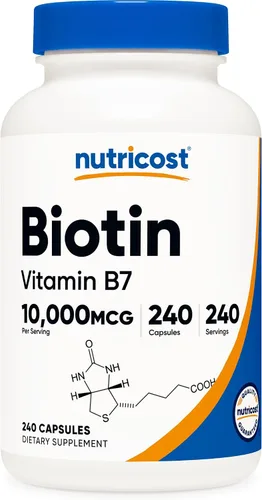 Vista 7 de Nutricost Biotina (vitamina B7) 10,000mcg (10mg), 120 cápsulas, sin gluten Vegano, sin OMG