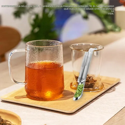 Vista 7 de 2 difusores de té de acero inoxidable, coladores de té de acero inoxidable para té suelto con mango de gancho para colgar, difusor de té de mango