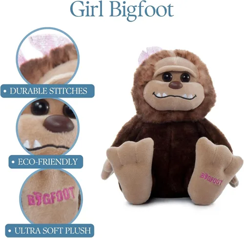 Vista 5 de The Petting Zoo Bigfoot Girl - Peluche de animal de peluche, regalos para niños, animales salvajes de la vida silvestre, juguete de peluche de mono