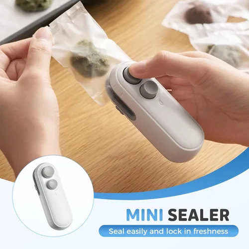 Vista 2 de Mini sellador de bolsas, 2026 Nuevo sellador de bolsas mini 2 en 1 con cortador y imán, sellador de bolsas mini recargable, máquina reselladora