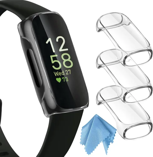 Vista 9 de FINTIE Paquete de 3 fundas compatibles con Fitbit Inspire 3 2 HR, flexible, suave, protector de pantalla de reloj, funda de TPU para parachoques