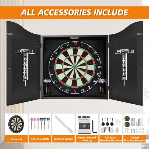 Vista 3 de Juego de tablero de dardos Pennpliy con cerdas, tablero de dardos profesional de 45,7 cm con 6 dardos de 18 g para exterior, tablero de dardos