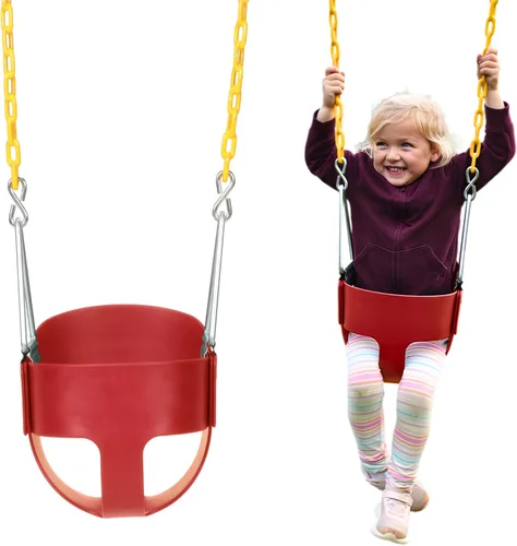 Vista 9 de Eastern Jungle Gym Asiento de columpio para niño con respaldo alto y respaldo alto Cadenas revestidas totalmente montadas Accesorio de columpio