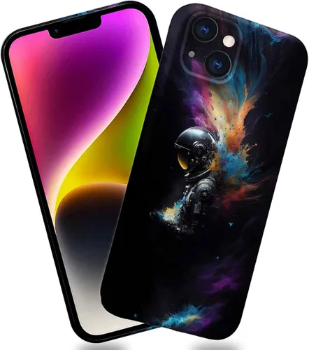 Vista 4 de ZHEGAILIAN Funda compatible con iPhone 13, funda de astronautas espaciales para iPhone 13, funda suave de TPU con proceso de impresión 3D, diseño