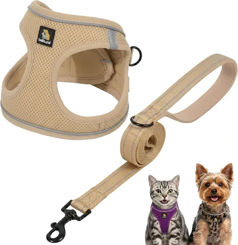 Vista 24 de BELLA & PAL Arnés de chaleco con entrada por pasos para perros pequeños y medianos, arnés para perros pequeños sin tirones con juego de correa