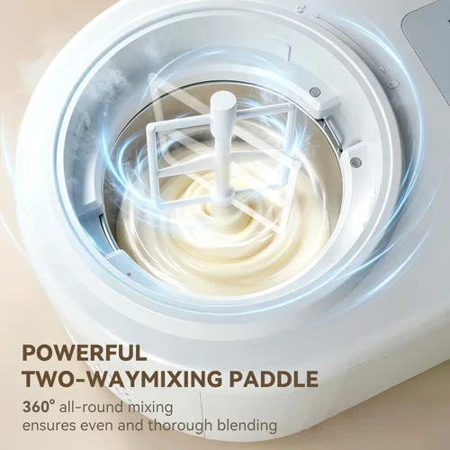 Vista 4 de Máquina de helados con compresor incorporado, máquina automática de helados de congelación más rápida, capacidad de 1.2 cuartos de galón