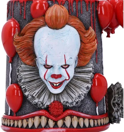 Vista 9 de Nemesis Now IT Pennywise - Jarra de payaso, resina pintada a mano, hora de flotar, mercancía de película de terror, mango de globos rojos, 6.1 in