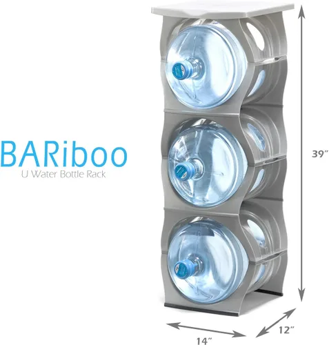 Vista 3 de Bariboo Estante apilable para almacenamiento de botellas de agua, organizador de 5 galones, soporte para jarra para organización de cocina, gabinete