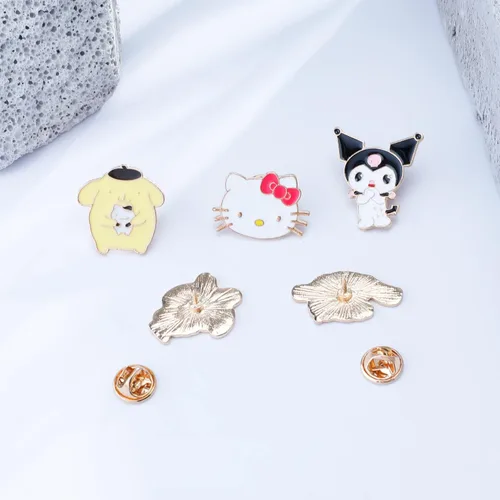 Vista 6 de Lindos pines de estilo gato de gatito con diseño de caricaturas, pines de solapa esmaltados para mochilas, Acero inoxidable, multicolorfantasía