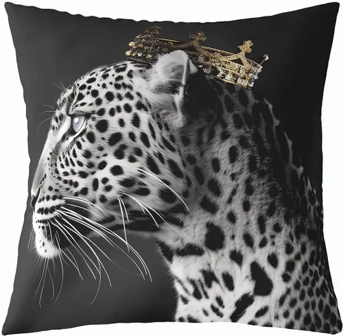 Vista 3 de Feelyou Fundas de Almohada Decorativas de León 16"x16" Juego de 4 Funda de Cojín Suave de Tigre Decoración de Lobo Funda de Almohada de Leopardo