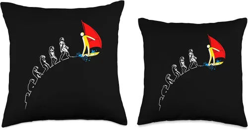 Vista 3 de Windsurf Funny Windsurfing Evolution Throw Pillow