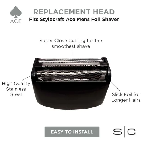 Vista 2 de StyleCraft Afeitadora Ace de repuesto de acero inoxidable con cabezal de aluminio compatible con la afeitadora Ace para hombre
