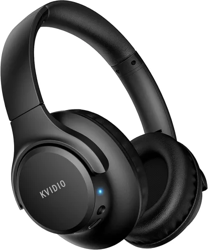 Vista 9 de KVIDIO Auriculares Bluetooth sobre la oreja, 65 horas de reproducción, inalámbricos con micrófono, auriculares ligeros plegables de baja latencia