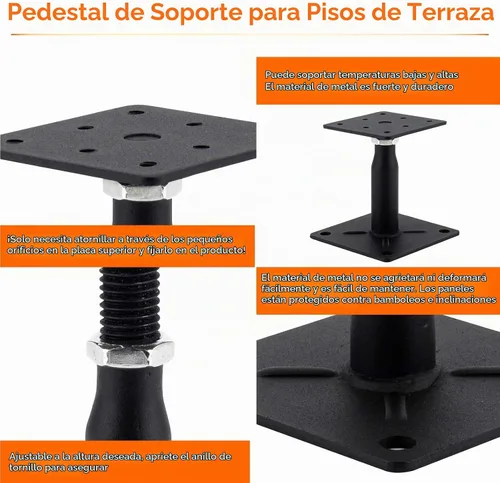 Vista 3 de Paquete de 2 gatos de soporte ajustables para el piso, base de cubierta, estabilizador de escalones de RV, mini gato de tornillo - poste de 4 a 7