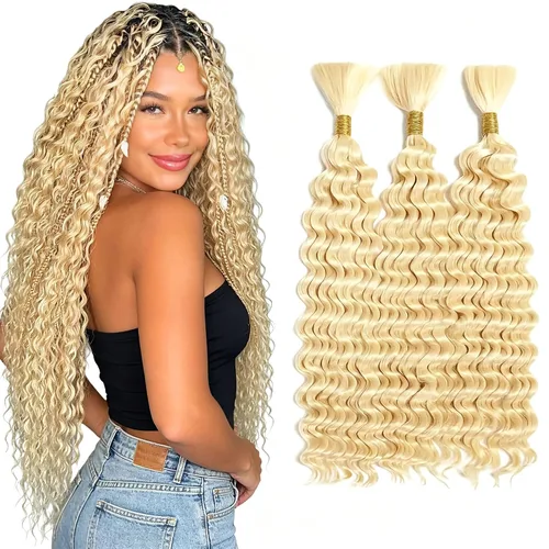 Vista 16 de Cabello humano bohemio, cabello trenzado, 16 pulgadas, 3.53 onzas #1B