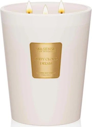 Vista 13 de M&SENSE - Vela de cera de soja natural aromática de 35 onzas, extragrande, 3 mechas, 150 horas, larga duración, combustión lenta, para decoración