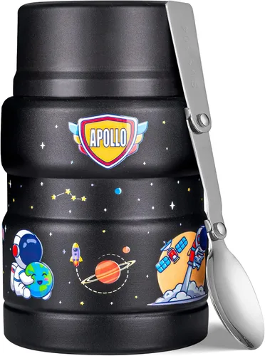 Vista 11 de Charcy Termo de 17oz para alimentos calientes, contenedor de comida aislado para almuerzo con cuchara plegable QB - Negro