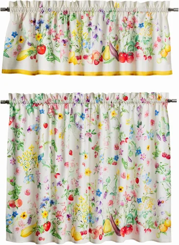Vista 38 de Maison d' Hermine Juego de cortinas de cocina para ventanas, juego de cortinas de cocina 100% algodón, cenefas para el hogar [2 niveles