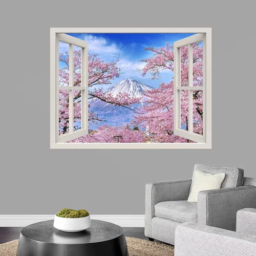 Vista 37 de IDEA4WALL Murales de pared para dormitorio, vista de ventana falsa, bosque, papel tapiz extraíble, calcomanías de pared para despegar y pegar, 24 x