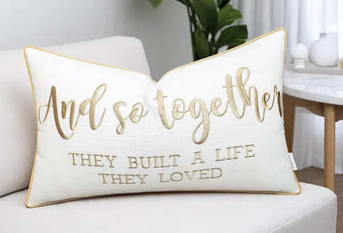 Vista 22 de Funda de Cojín Decorativo Romántico para Pareja, Sentimiento de Amor Bordado, Refranes Decorativos, Acento Lumbar - Decoración de Frases Acogedoras
