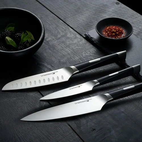 Vista 8 de linoroso Cuchillo de chef de cocina ultra afilado, cuchillo de cocina alemán de alto carbono forjado de precisión de 7 pulgadas, cuchillo de corte