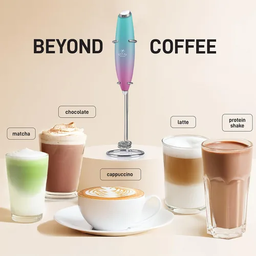 Vista 143 de Zulay Milk Boss Espumador de leche potente manual, hace espuma para latte, batidor para mezclar bebidas, café, miniespumador para capuchino, frappé