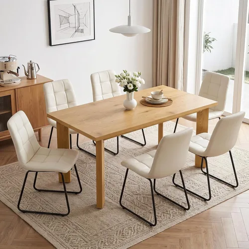 Vista 11 de HIPIHOM 63'' Dining Table for 4-6 People, Oak Table Spacious 63" Dining Table Seats 6 Comfortably, Made with Sturdy MDF in Warm Oak, Easy-Clean