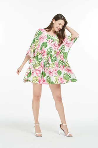 Vista 5 de Poncho hawaiano Luau vestido Wispy Cereus para mujer