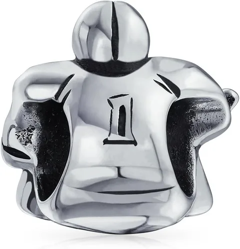 Vista 2 de Ice Goalie Sports Team Hockey Player Charm Bead para mujeres adolescentes oxidado plata esterlina .925 compatible con pulsera europea, Metal, No es