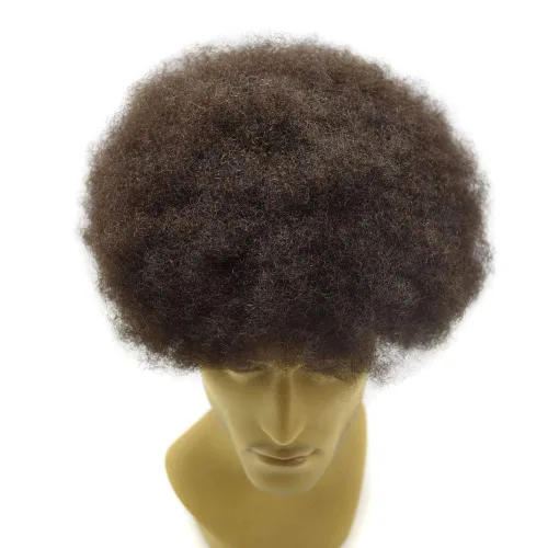 Vista 15 de Afro Toupee para hombres negros, unidad de cabello humano brasileño de encaje francés para hombres afroamericanos africanos y negros, sistema