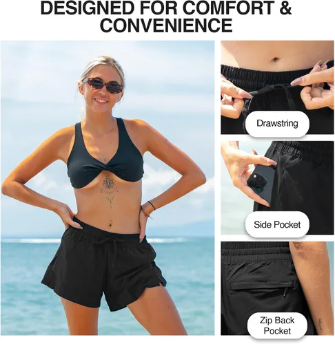 Vista 3 de Kanu Surf - Pantalón corto ajustado Darren para mujer, FPS 50+ para natación activa y ejercicio