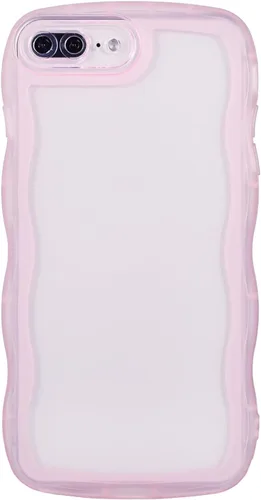 Vista 41 de Funda transparente compatible con iPhone 7 Plus/8 Plus, lindo marco ondulado de color sólido, transparente, de silicona suave, antiarañazos, a