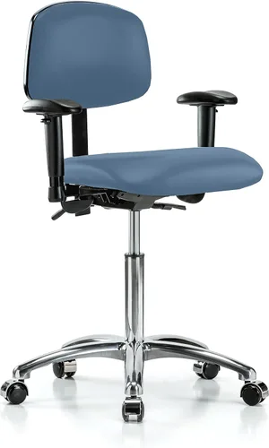 Vista 53 de PERCH - Silla giratoria con ruedas para alfombra o linóleo, cromado, Textil, Tela negra