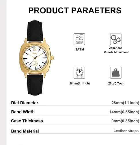 Vista 2 de Relojes de pulsera para mujer, correa de cuero, reloj analógico impermeable para mujer