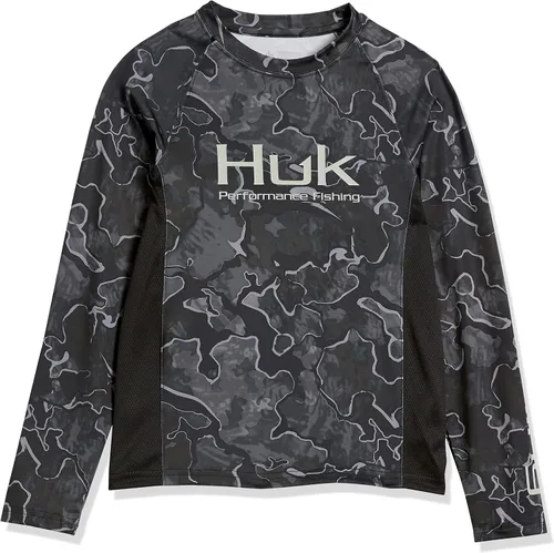 Vista 25 de HUK Camisa unisex de camuflaje Pursuit para niños Camisa de manga larga para niños Sotavento de roble musgoso