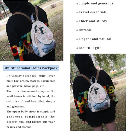 Vista 47 de HUANGGUOSHU Mochila de algodón tejida de algodón bohemio con bordado de lona estilo bohemio con múltiples bolsillos retro linda mochila cartera