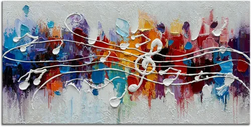 Vista 10 de zoinart Arte de pared 3D texturizado pintado a mano, 24 x 48 pulgadas, pinturas al óleo coloridas abstractas, arte de pared grande para decoración