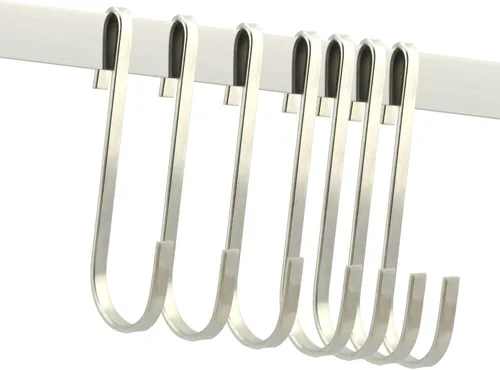 Vista 4 de Gancho en S de acero inoxidable de alta calidad, estilo plano, ganchos universales para ollas, ganchos resistentes para colgar, múltiples usos