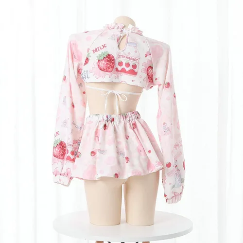 Vista 6 de Disfraz sexy de anime para mujer, Lolita Kawaii, vaca lechera, juego de rol, falda de lencería traviesa, traje de criada