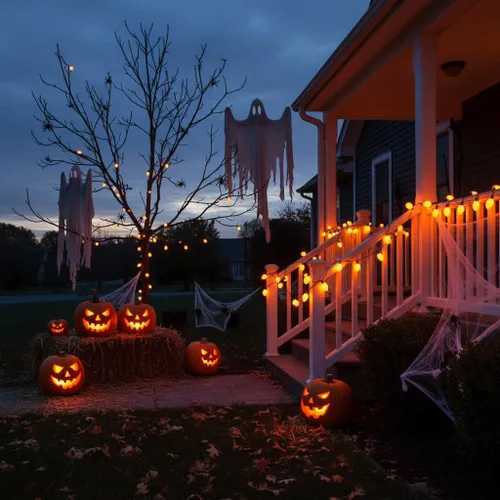 Vista 5 de Luces LED C9 de Halloween, 25 pies, 26 bombillas, ahorro de energía de 120 V, luces conectables resistentes a la intemperie IP44 para patio, techo