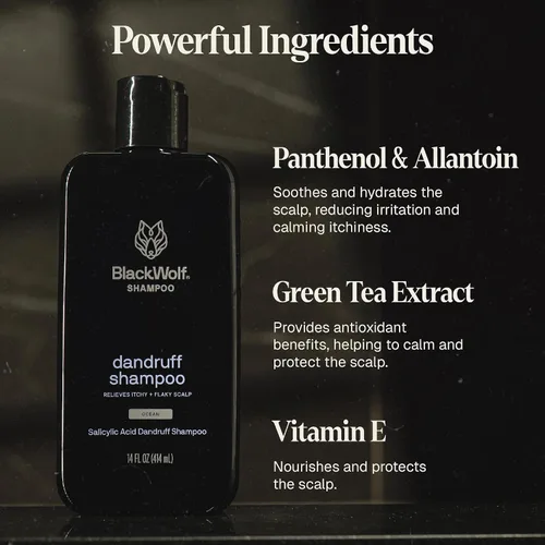 Vista 5 de Black Wolf Champú anticaspa para hombre, cuidado del cabello para hombres, 14 onzas líquidas