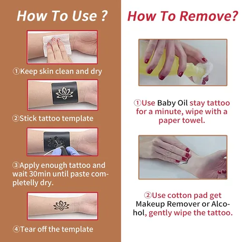 Vista 3 de Yomagine - Kit de tatuajes temporales, tinta de tatuaje semipermanente, pecas falsas tatuajes temporales para mujeres, hombres y adolescentes, tinta
